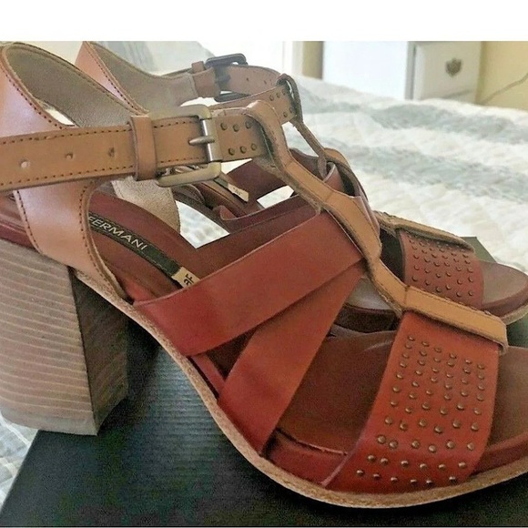 Alberto Fermani Shoes -Strappy Women’s Sandals block heel Size 38 1/2 (approx 8) - Picture 1 of 10